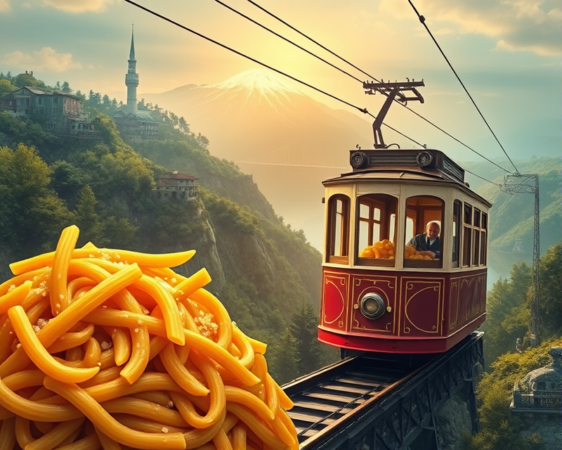 cable car, macaroni